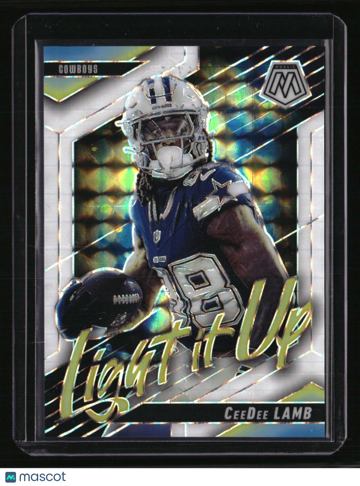 2025 Panini Mosaic CeeDee Lamb Light It Up Mosaic White #/25