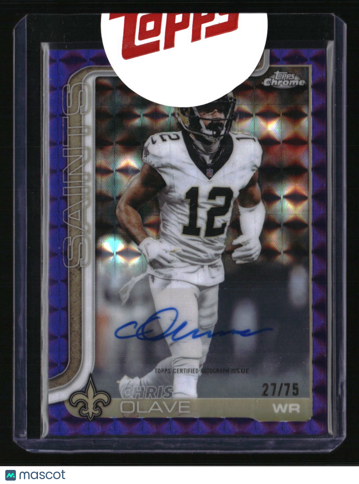 2025 Topps Chrome Chris Olave Chrome Autographs Purple Geometric Refractor #/75