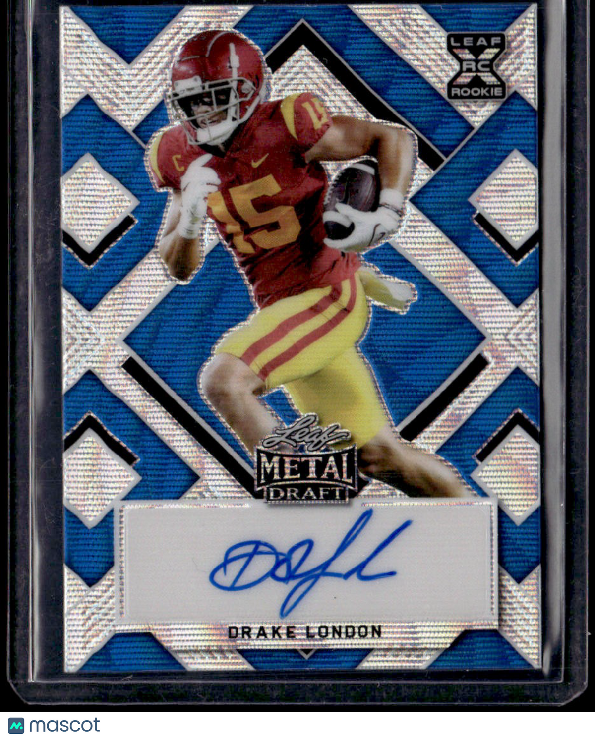 2022 Leaf Metal Draft Drake London Autographs Wave Blue #/25