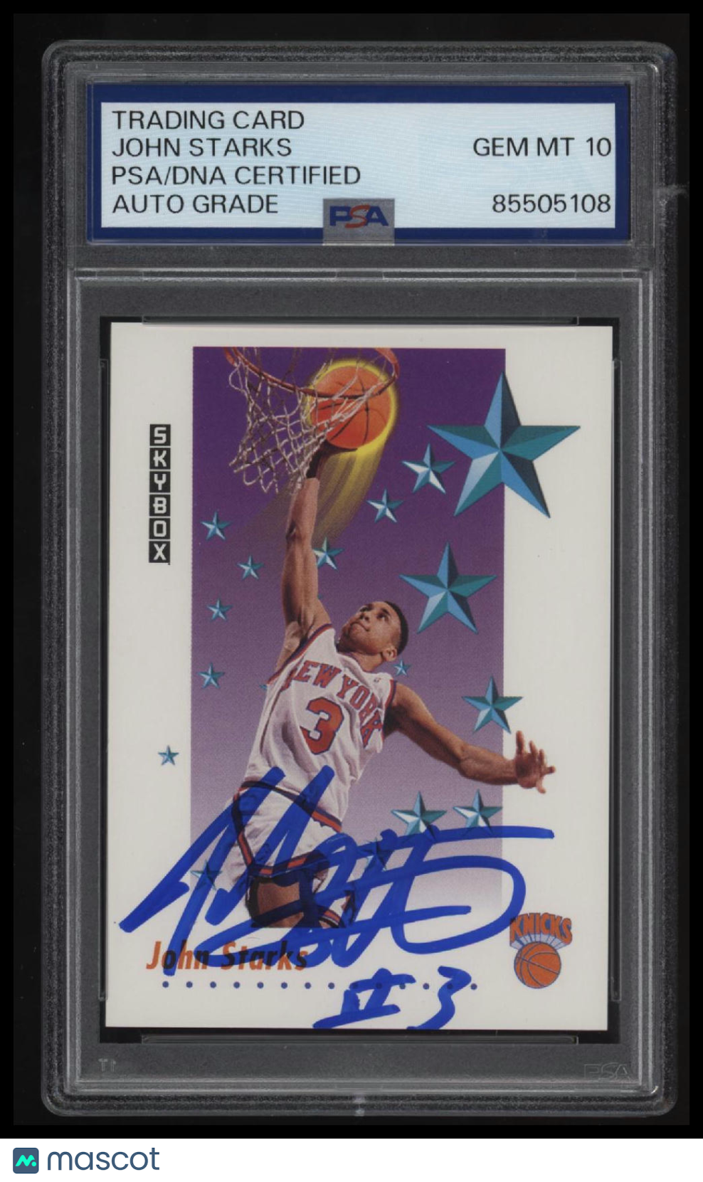 1991-92 SkyBox John Starks Autographed PSA Auto 10 85505108