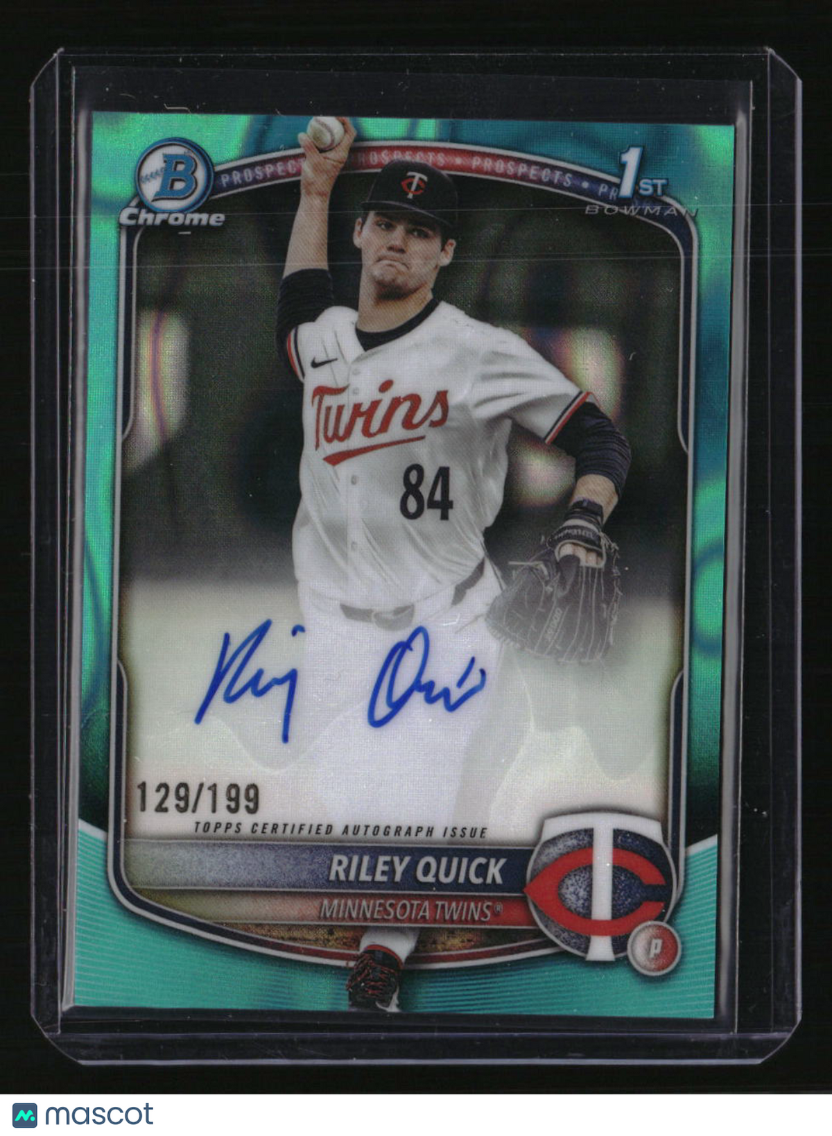 2025 Bowman Draft Riley Quick Chrome Prospect Autographs Aqua Lava #/199