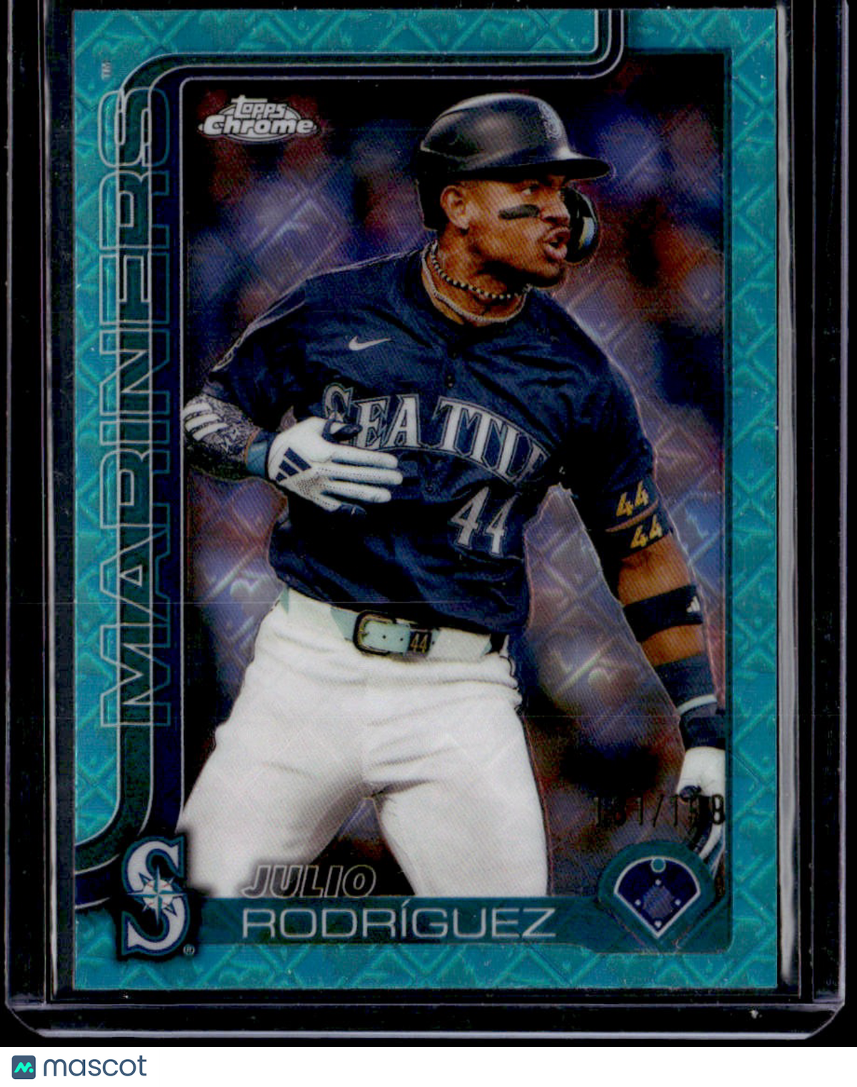 2025 Topps Chrome Logofractor Edition Julio Rodríguez Aqua Refractor #/199