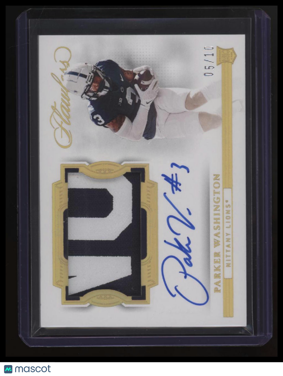 2023 Panini Flawless Collegiate Parker Washington Rookie Patch Auto Gold #/10
