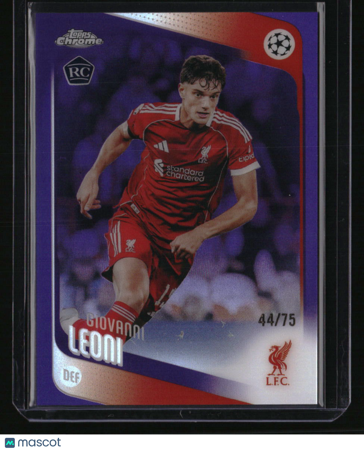 2025-26 Topps Chrome UEFA Club Competitions Giovanni Leoni Purple Refractor #/75