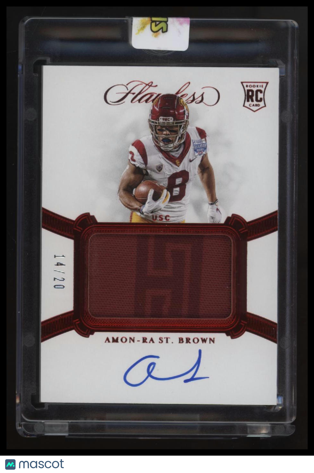2021 Panini Flawless Collegiate Amon-Ra St. Brown Patch Auto Ruby #/20