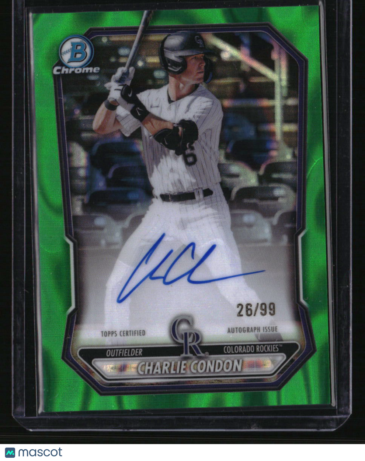 2026 Bowman Charlie Condon Chrome Prospect Autographs Green Lava Refractors #/99
