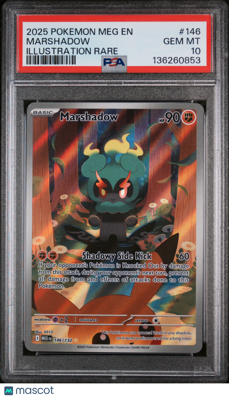 2025 Pokemon Meg En-Mega Evolution Marshadow Illustration Rare PSA 10