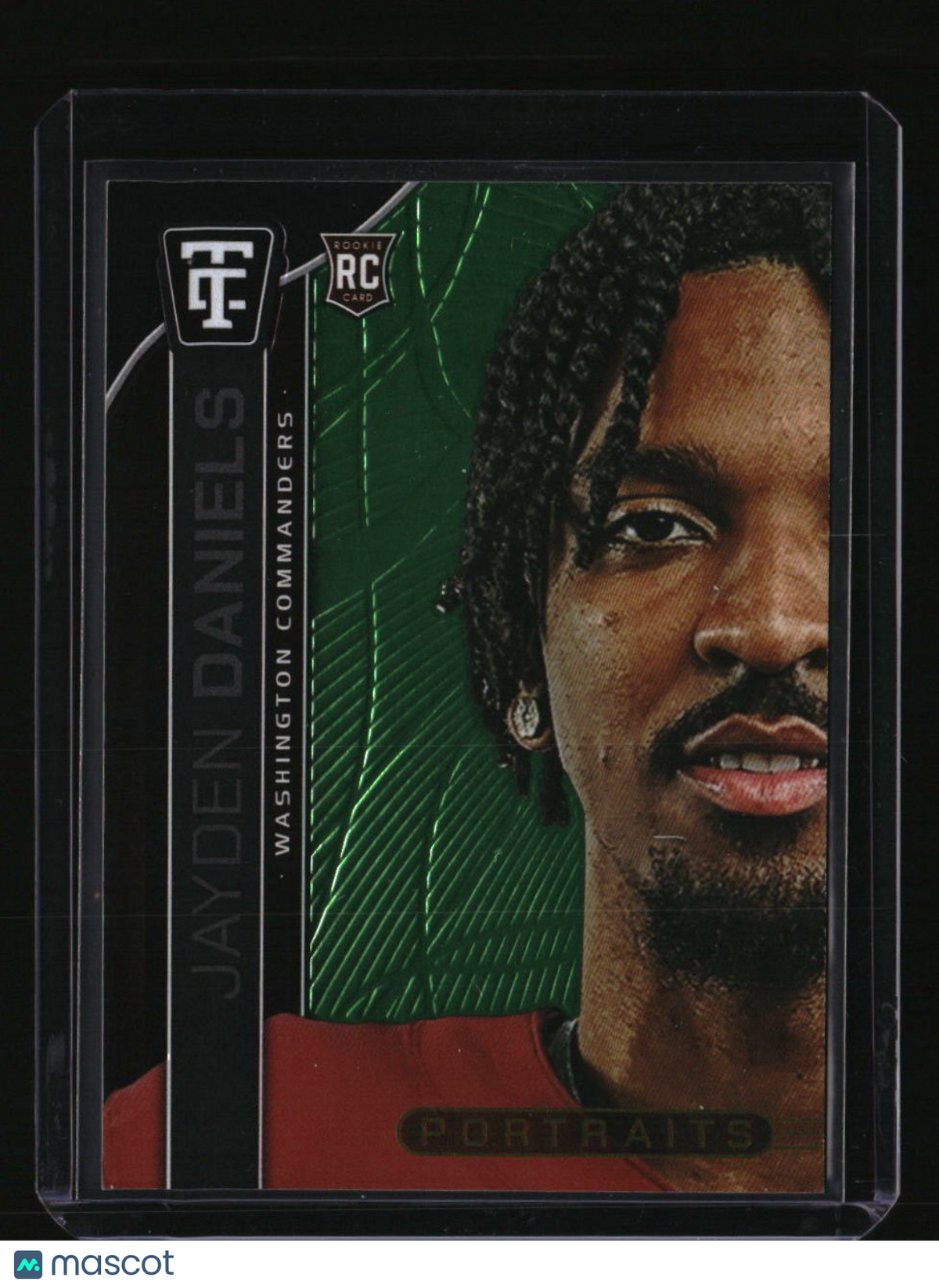2024 Panini Totally Certified Jayden Daniels Portraits Mirror Neon Green #/299