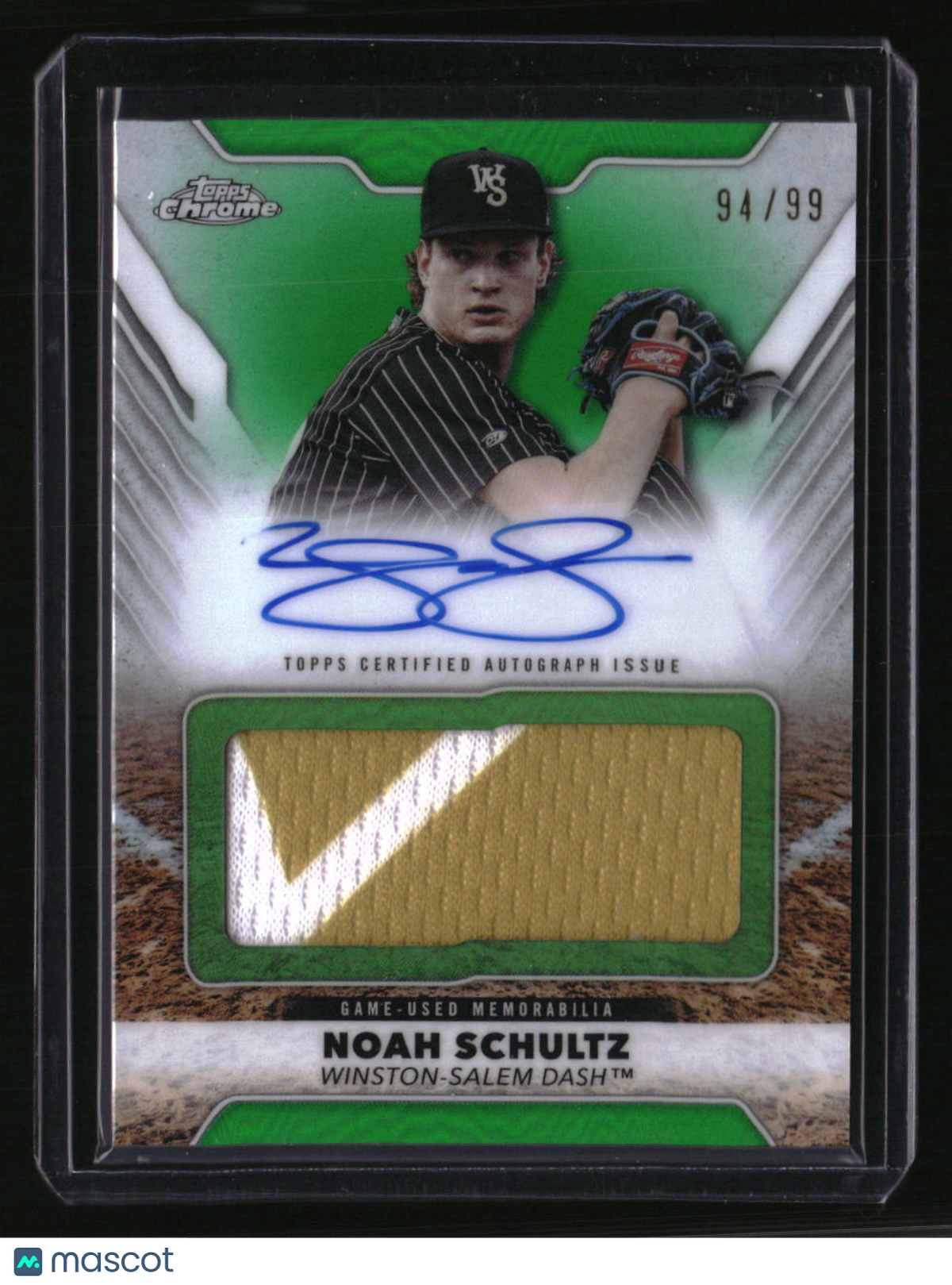 2025 Topps Pro Debut Noah Schultz Pro Debut Jumbo Relic Autographs Green #/99