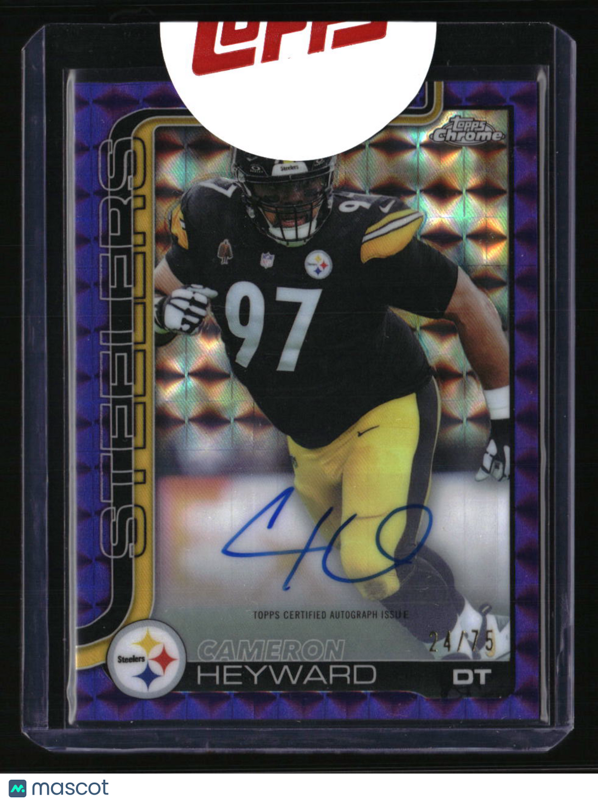 2025 Topps Chrome Cameron Heyward Chrome Auto Purple Geometric Refractor #/75