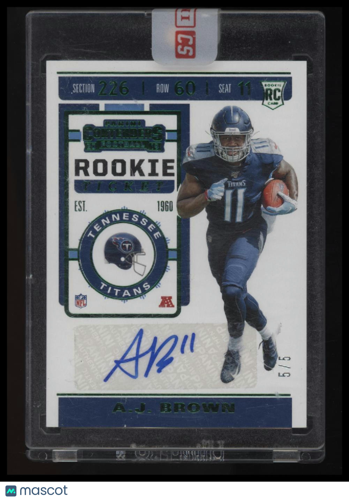 2019 Panini Playoff A.J. Brown Contenders Rookie Ticket Variation Green 5/5