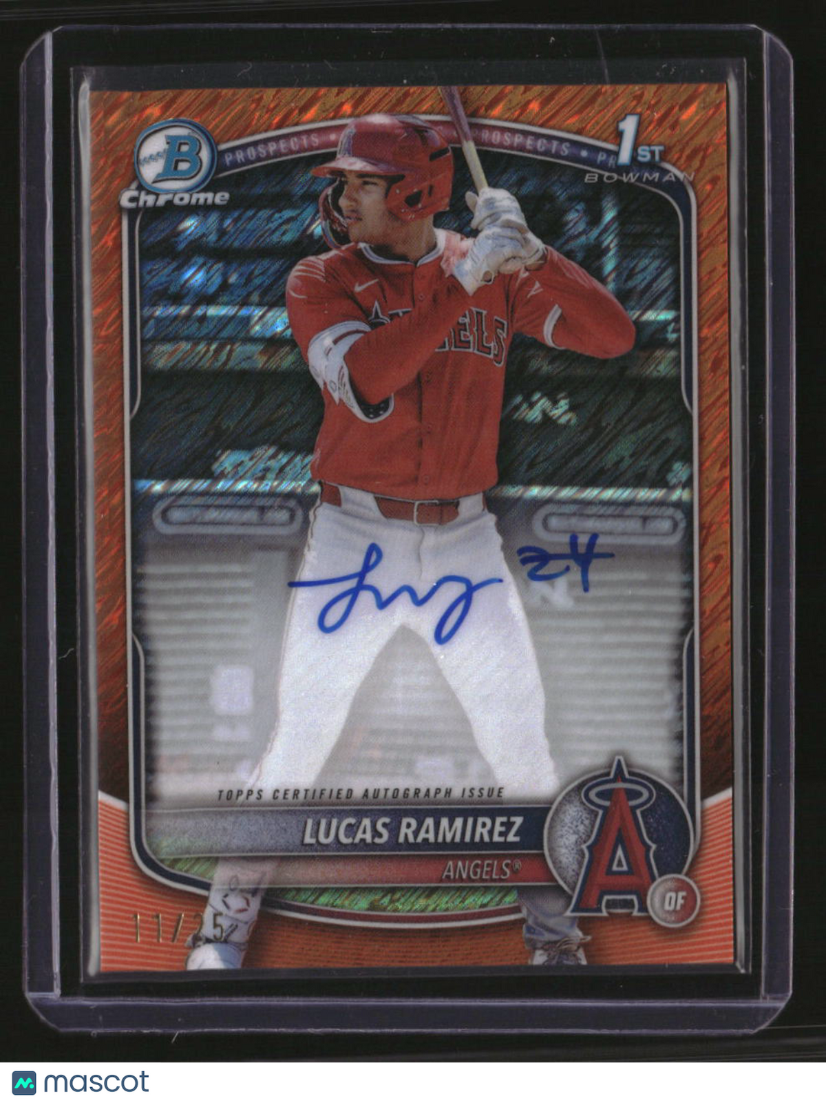 2025 Bowman Lucas Ramirez Chrome Prospect Autos Orange Shimmer Refractor #/25