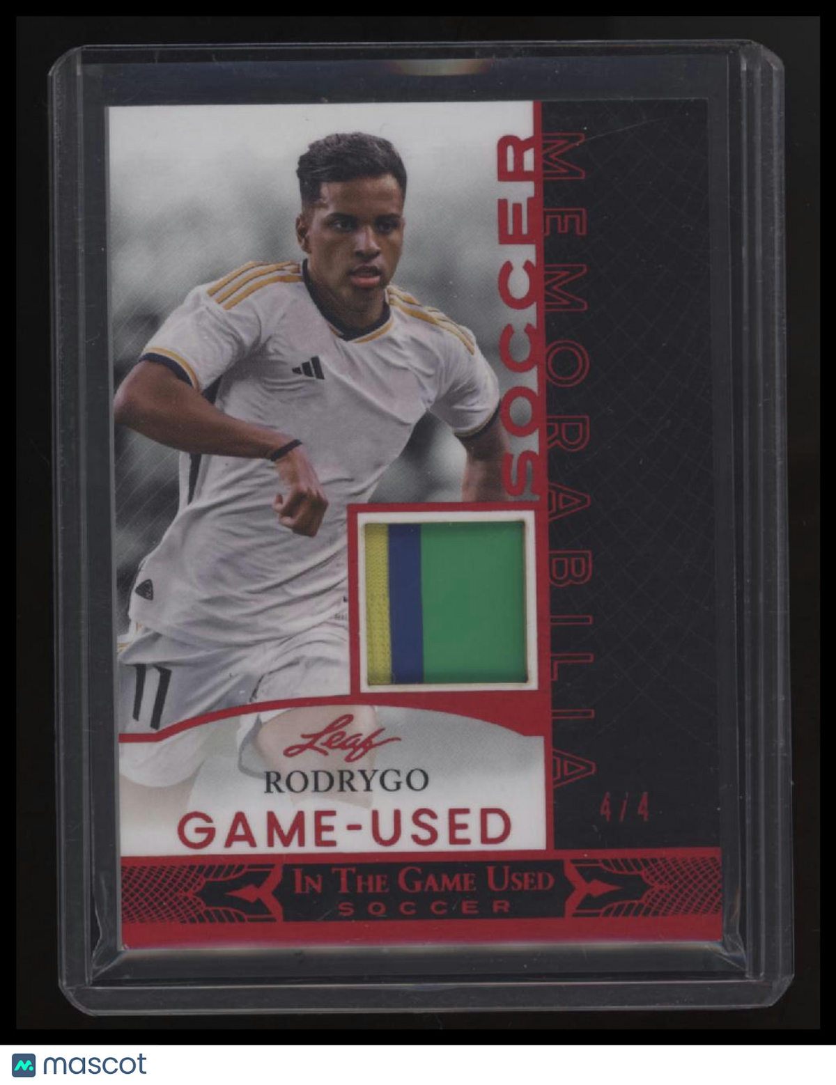 2024 Leaf In The Game Used - Game Used Soccer Memorabilia Red Holo Rodrygo #/4