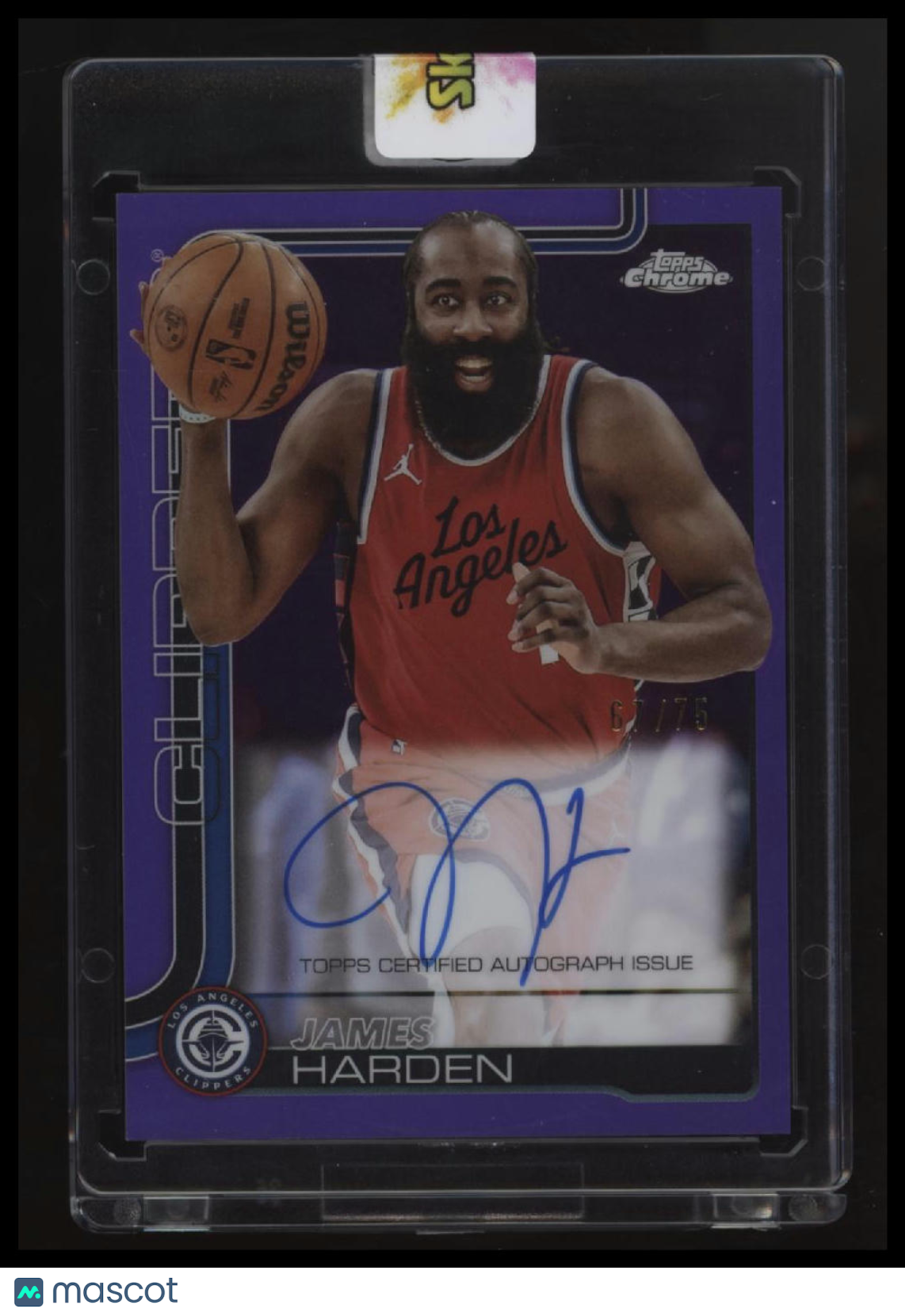 2025-26 Topps Chrome James Harden Chrome Autographs Purple Refractor #/75
