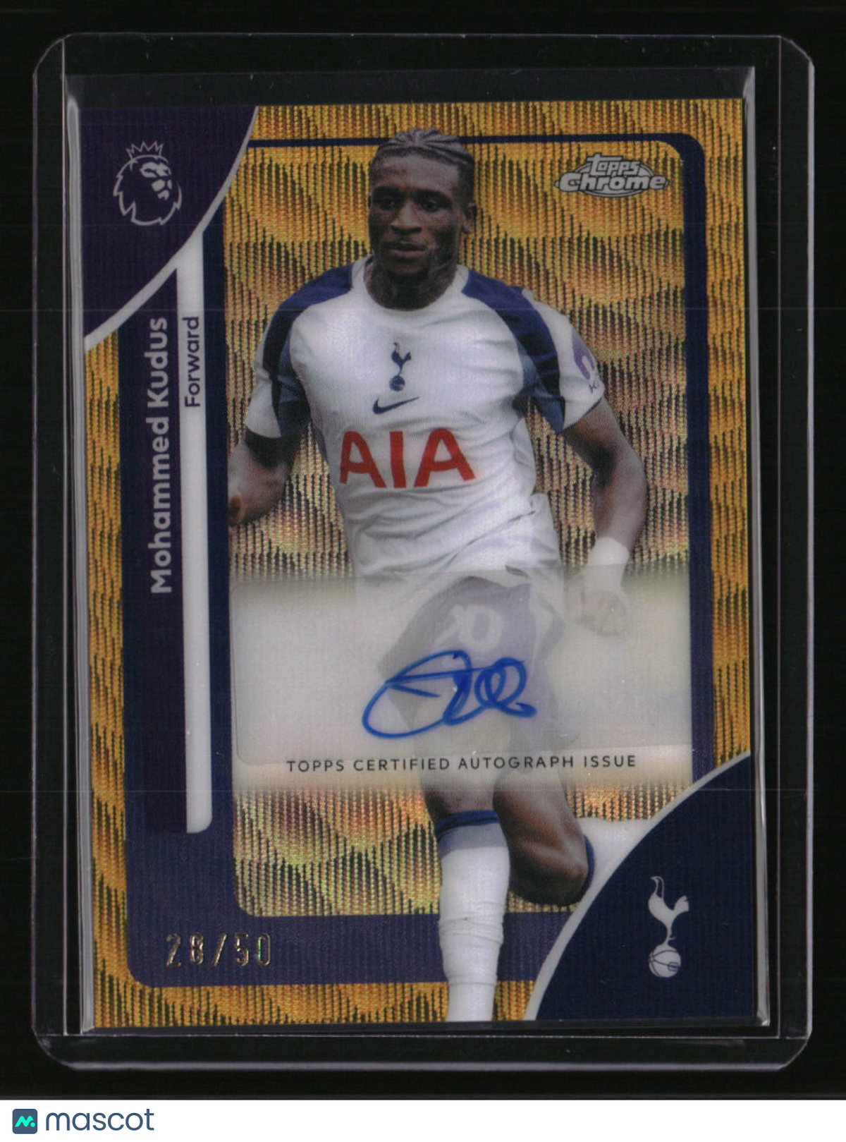 2025-26 Topps Chrome Premier League Mohammed Kudus Auto Gold Wave #/50