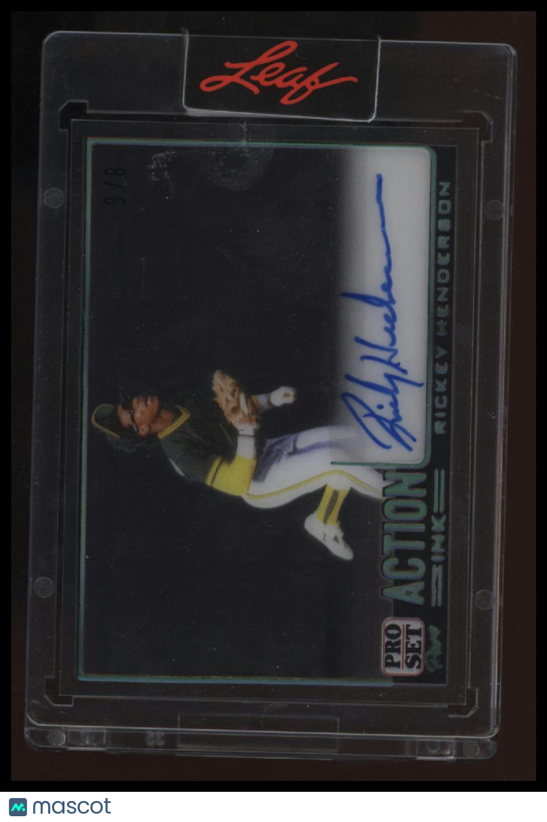 2023 Pro Set Pure Rickey Henderson Action Ink Autographs Green Spectrum