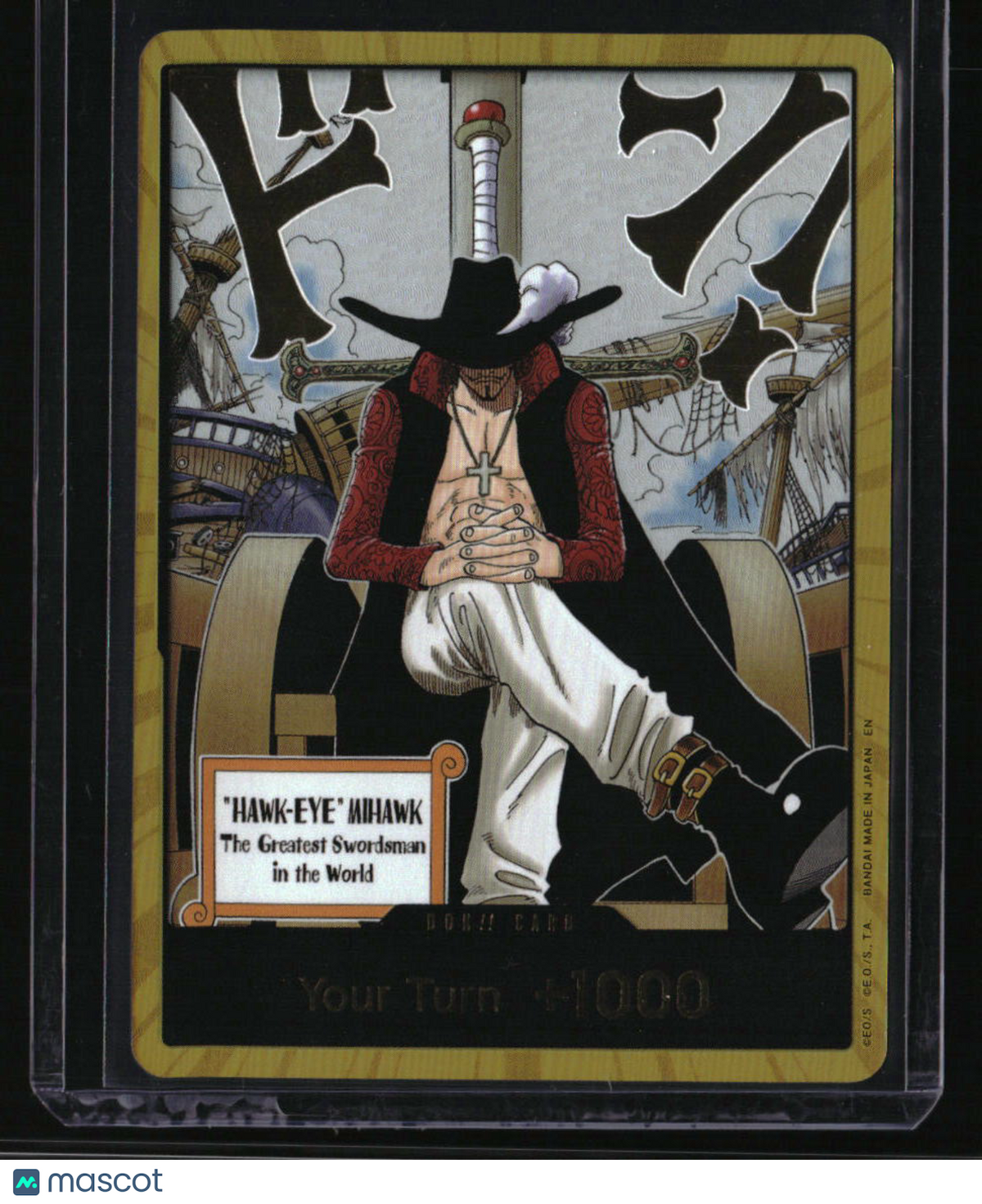 The Azure Sea's Seven DON!! Card (Dracule Mihawk) (Gold)