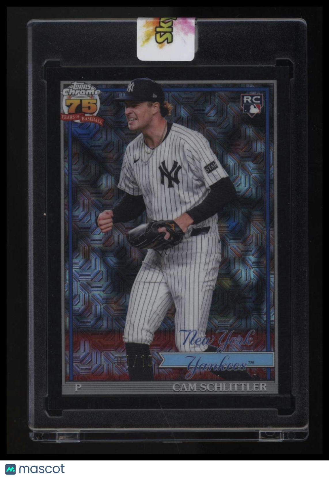 2026 Topps Cam Schlittler 35th Anniversary Chrome Black Mojo First On Print #/10