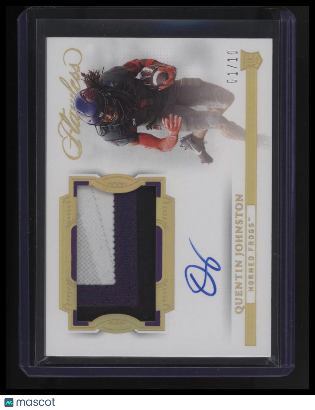 2023 Panini Flawless Collegiate Quentin Johnston Rookie Patch Auto Gold #/10