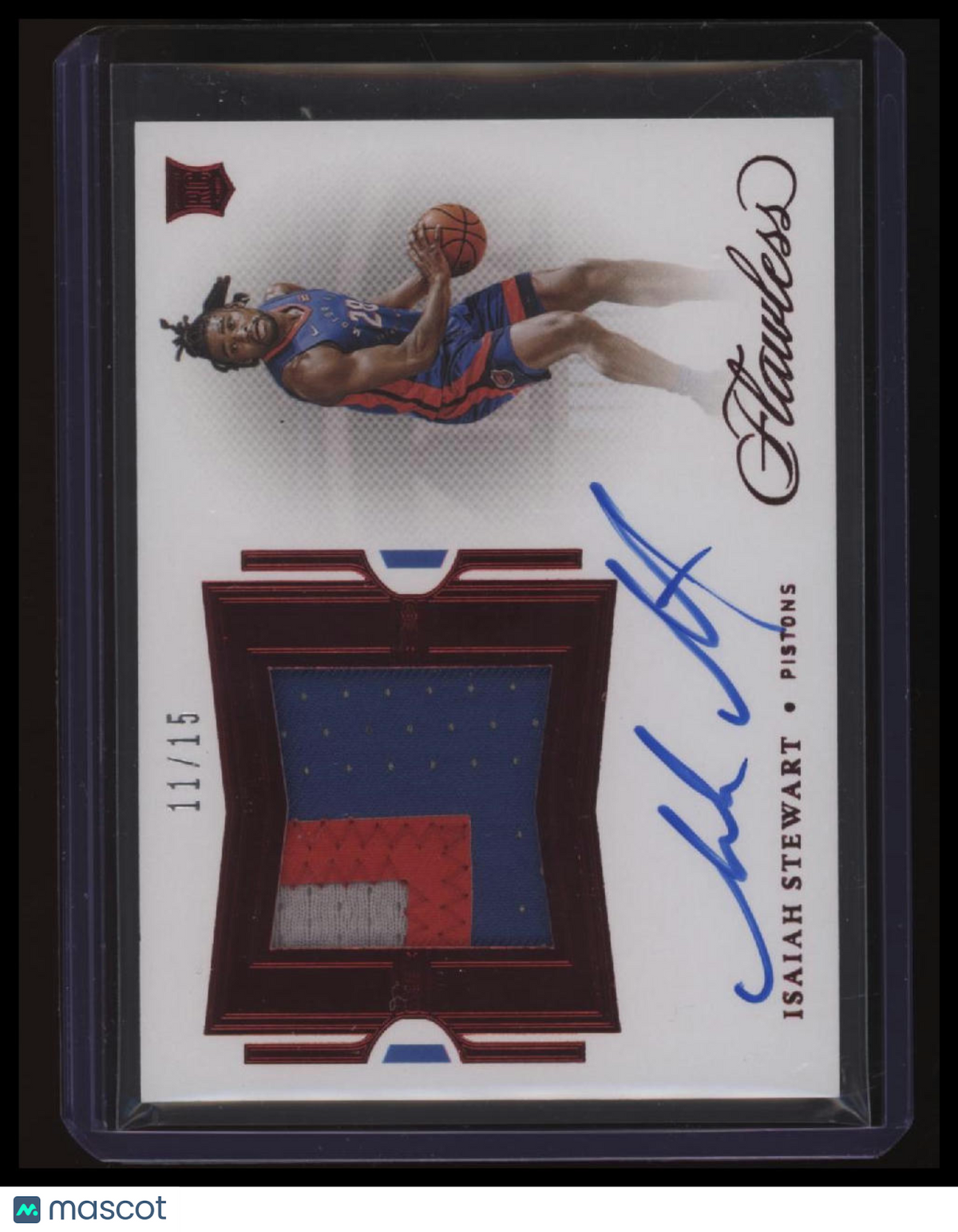 2020-21 Panini Flawless Isaiah Stewart Flawless Patch Autographs Ruby #/15