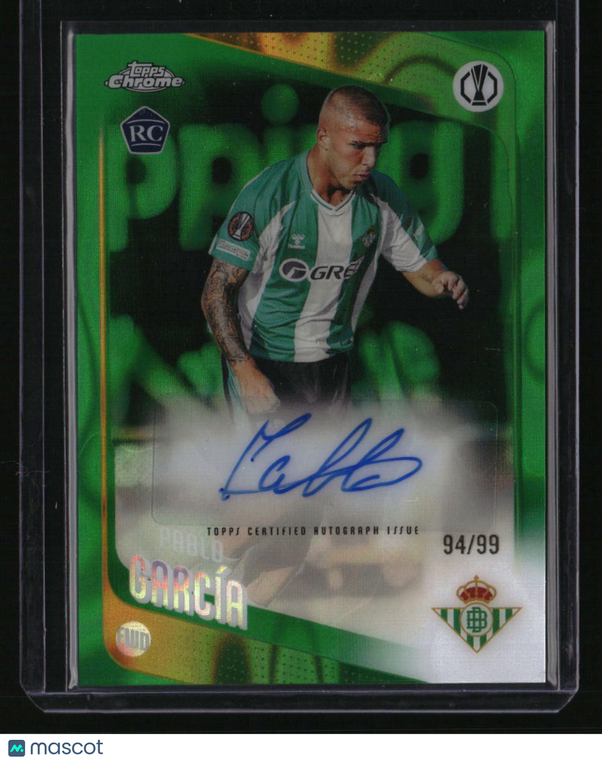 2025-26 Topps Chrome UEFA Club Competitions Pablo García Auto Green Lava #/99