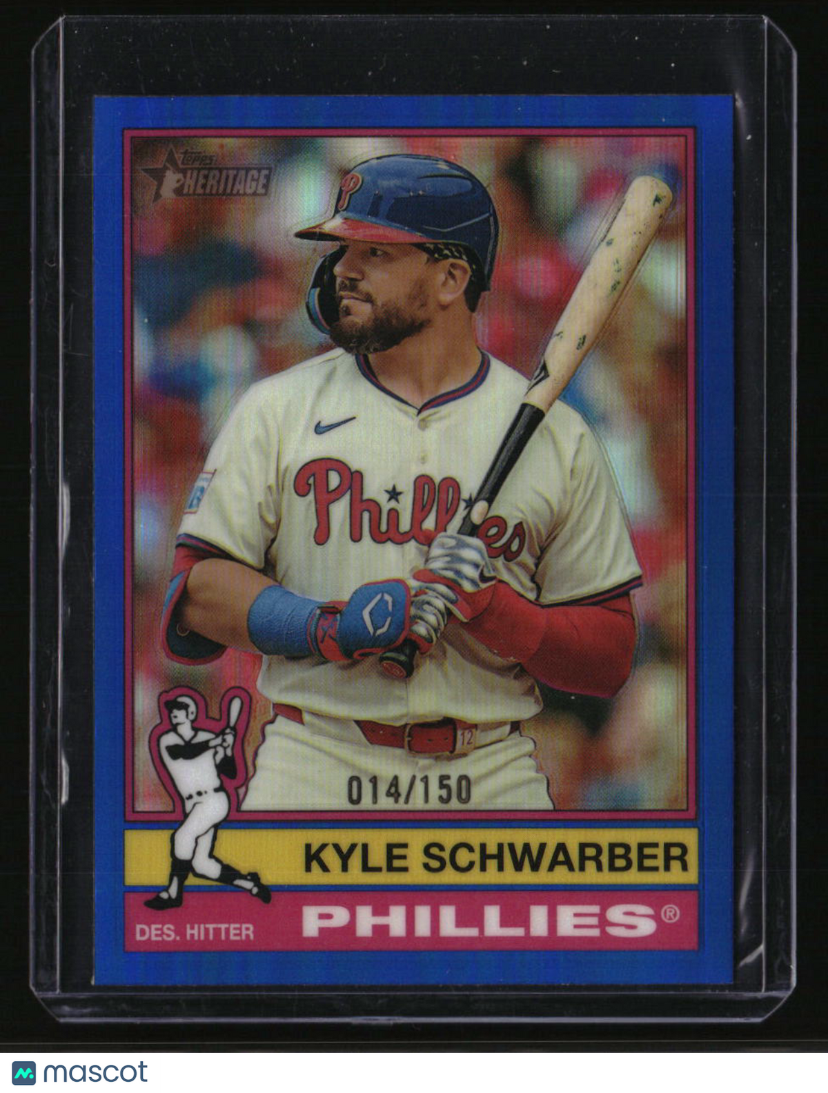 2025 Topps Heritage Kyle Schwarber Chrome Blue Refractor #/150