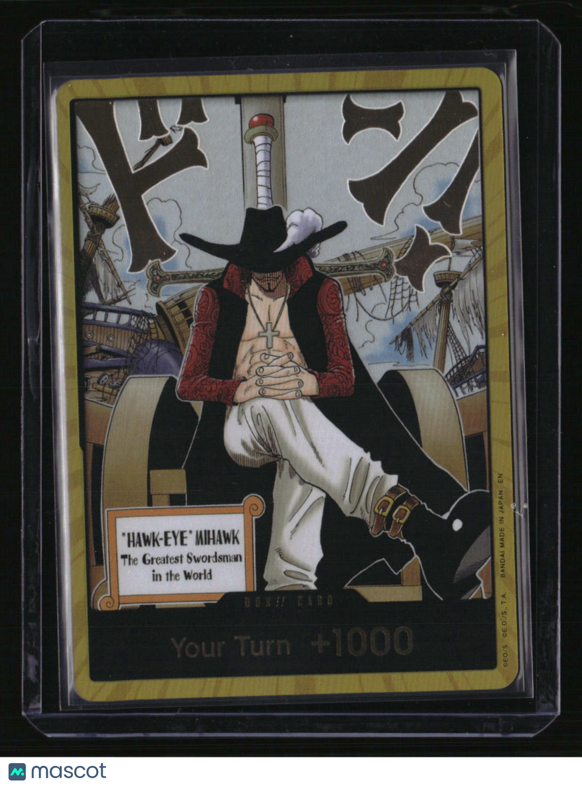 The Azure Sea's Seven DON!! Card (Dracule Mihawk) (Gold)