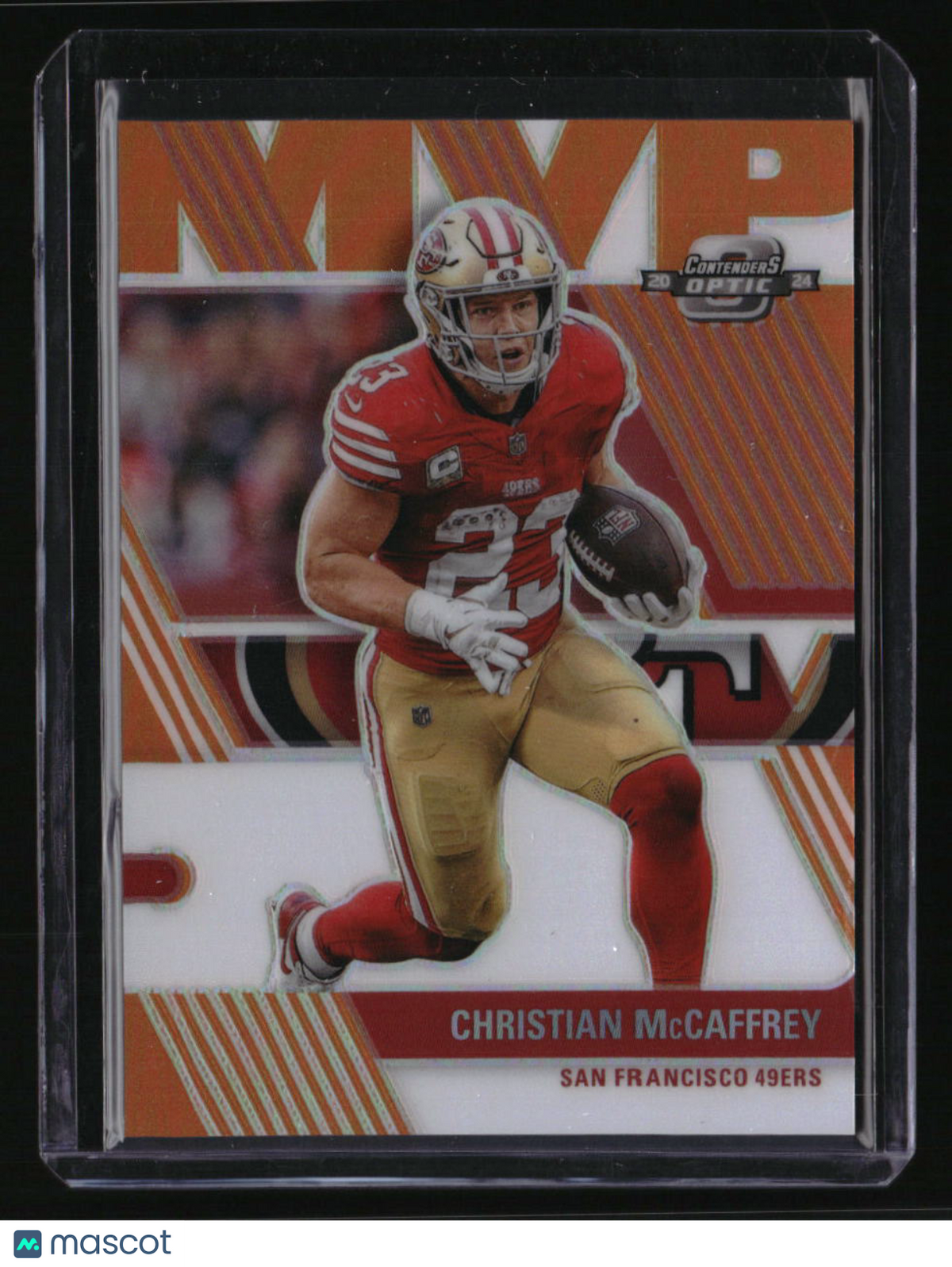 2024 Panini Contenders Optic Christian McCaffrey MVP Orange Last On Print #/50
