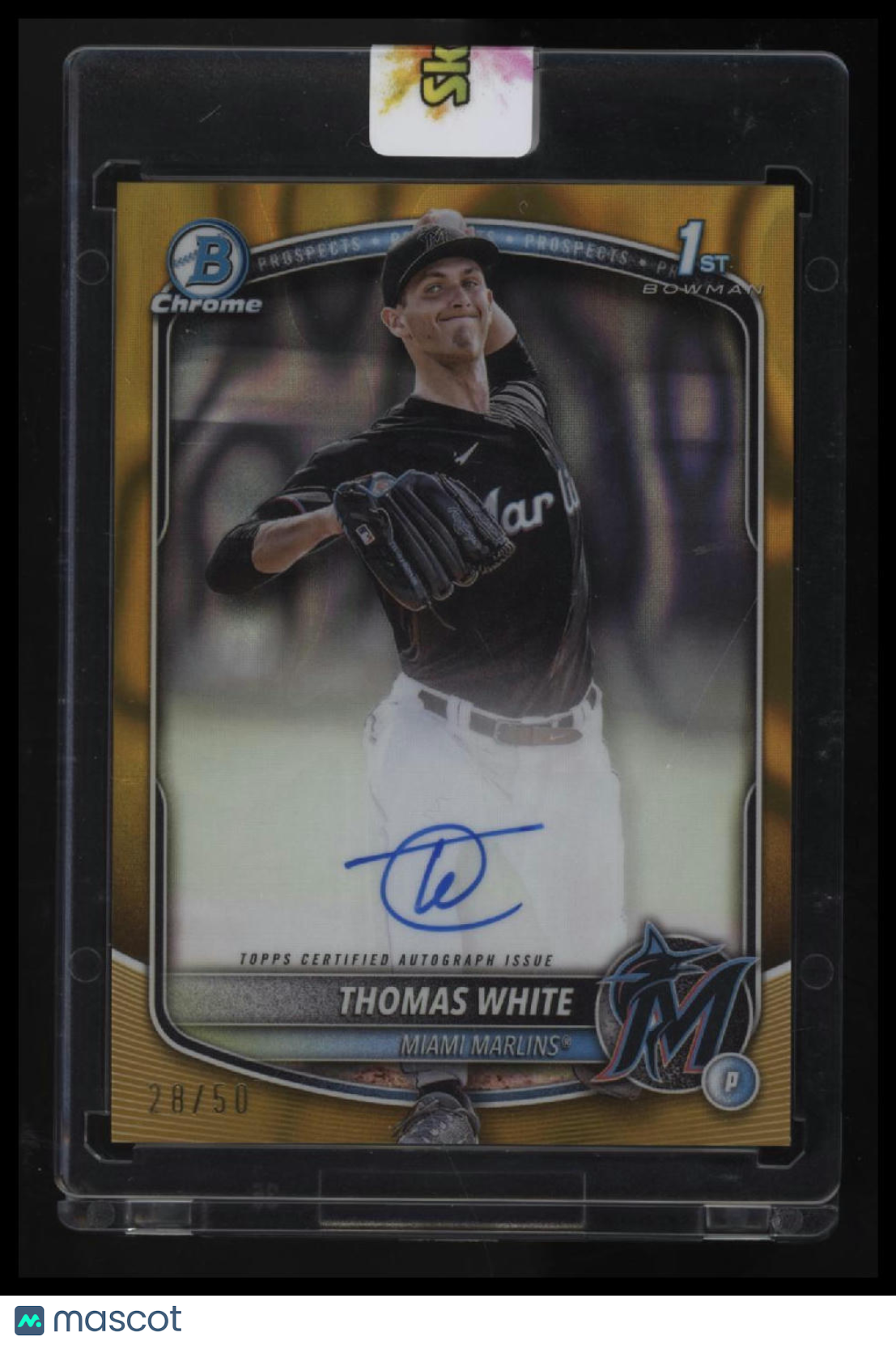 2025 Bowman Thomas White Chrome Prospects Autographs Gold Lava Refractor #/50