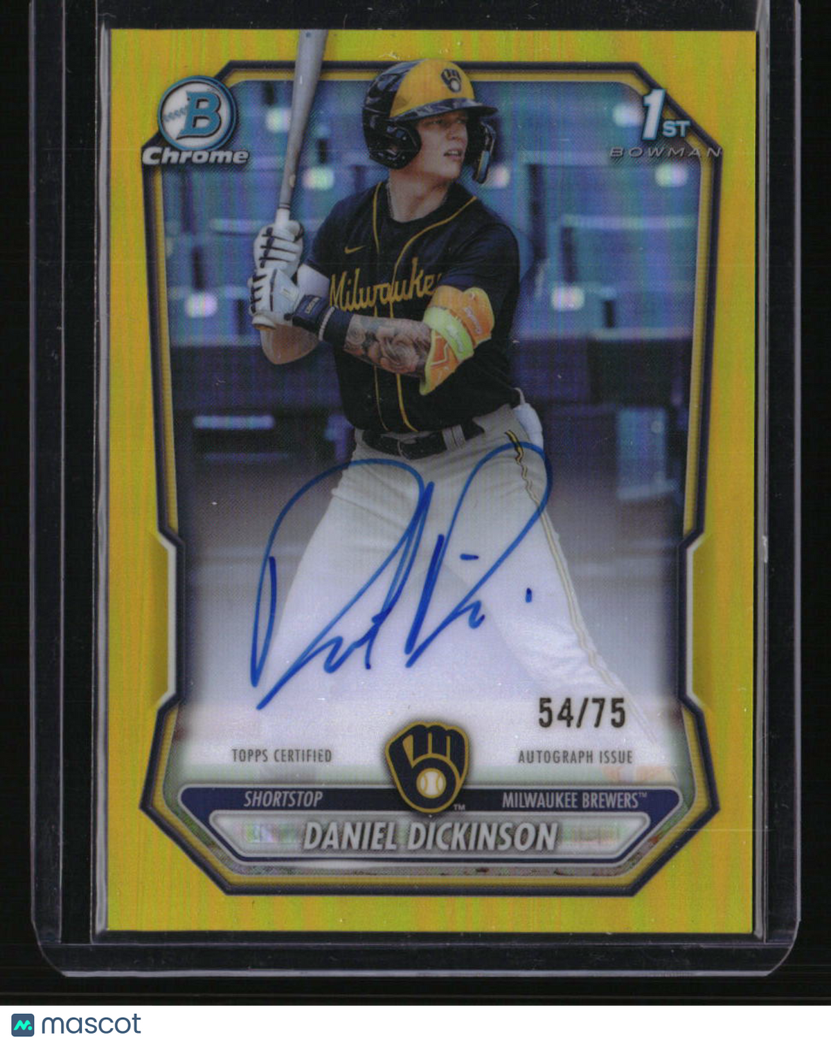 2026 Bowman Daniel Dickinson Chrome Prospect Autographs Yellow Refractors #/75