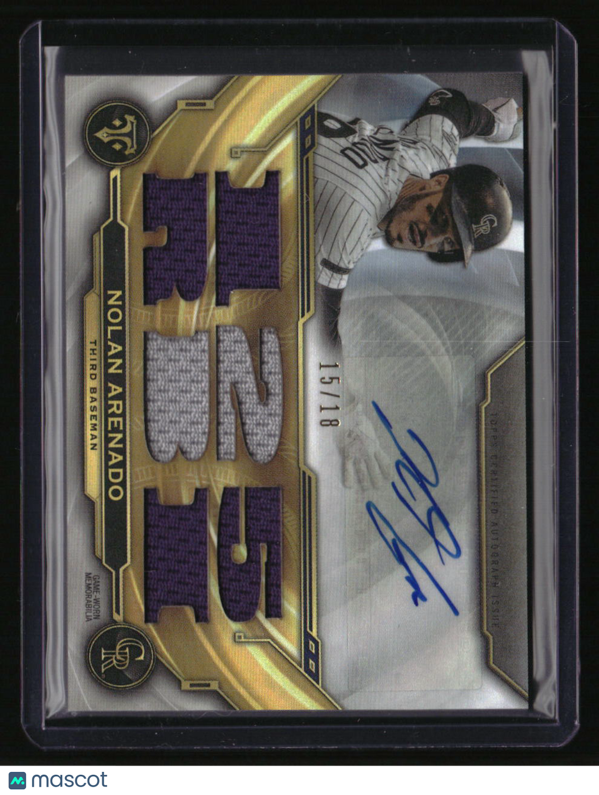 2019 Topps Triple Threads Nolan Arenado Triple Threads Autograph Relic #/18