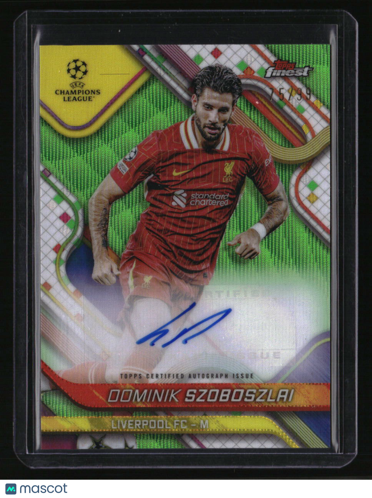 2024-25 Finest UEFA CC Dominik Szoboszlai Auto Neon Green Wave #/99