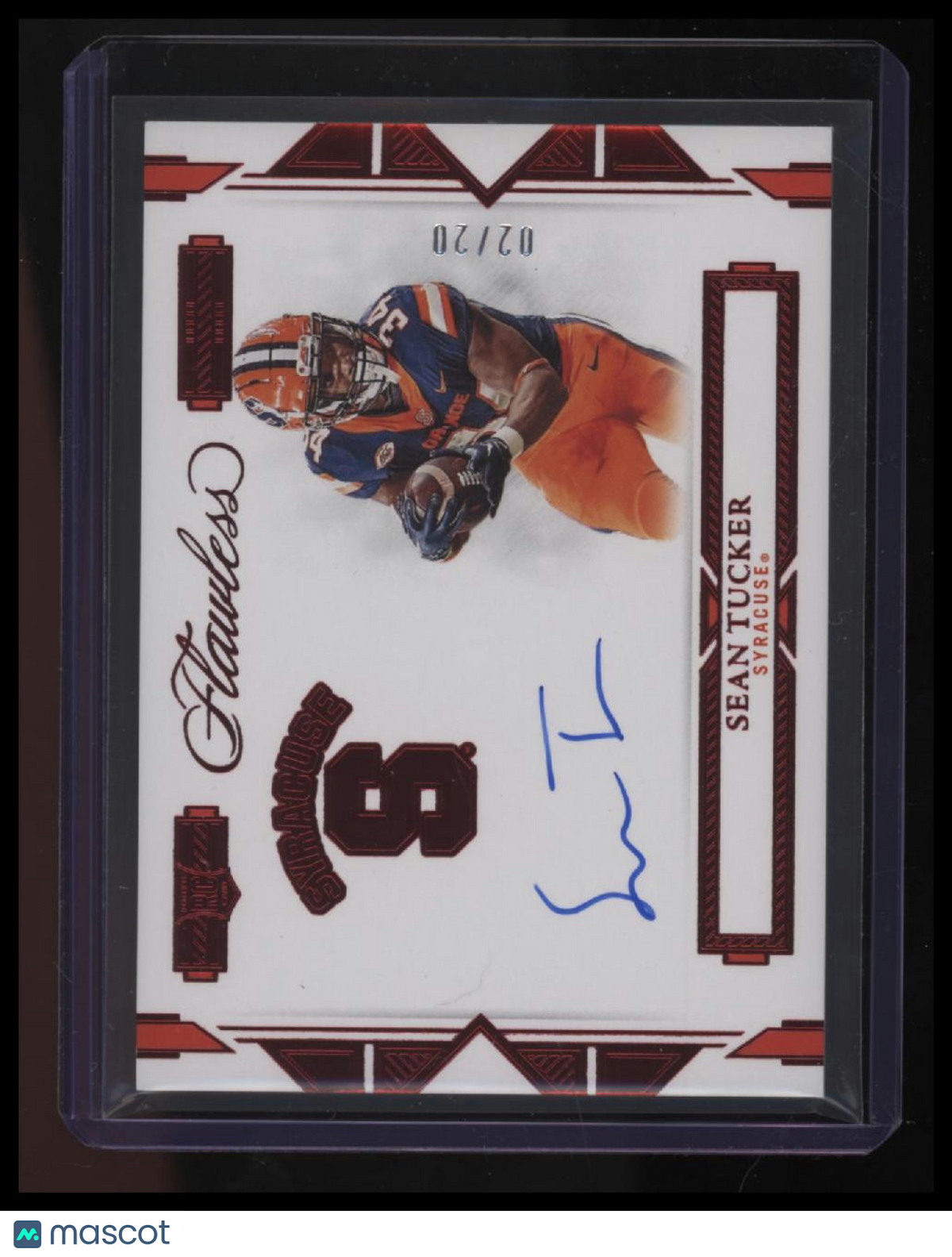 2023 Panini Flawless Collegiate Sean Tucker Team Logo Signatures Ruby #/20