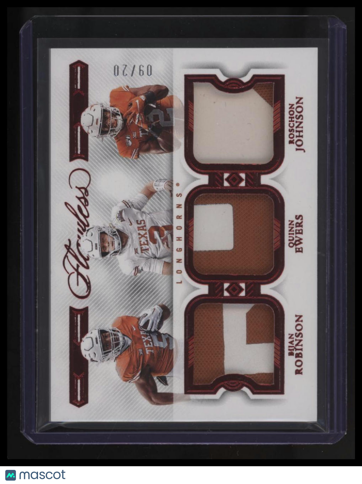2023 Panini Flawless Collegiate Bijan Robinson / Ewers / Johnson Patches #/20