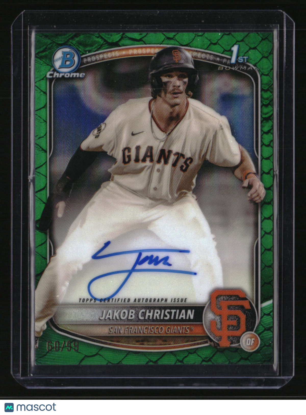 2025 Bowman Chrome Jakob Christian Prospect Autographs Reptilian Green #/99