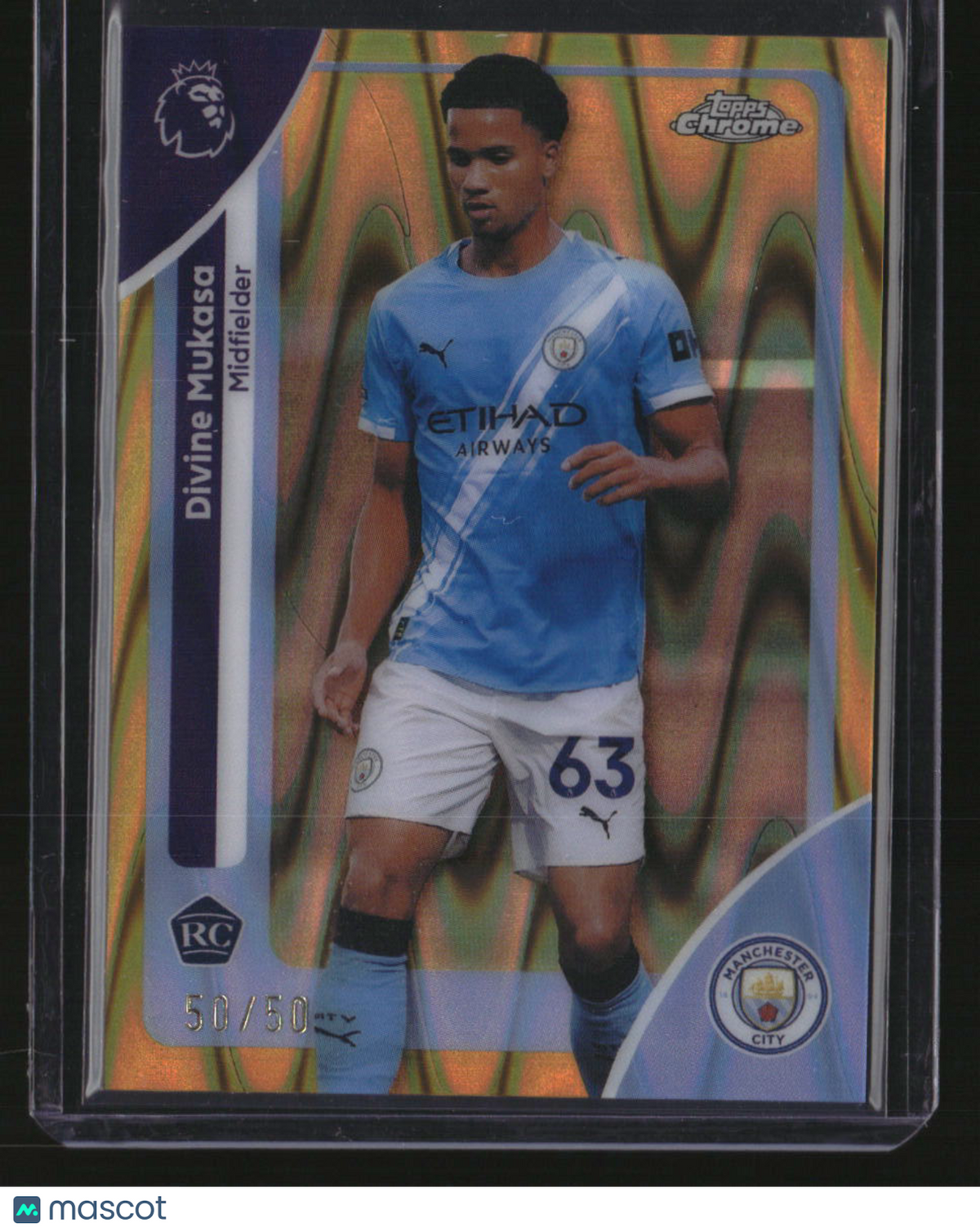 2025-26 Topps Chrome Premier League Divine Mukasa Gold RayWave Refractor #/50
