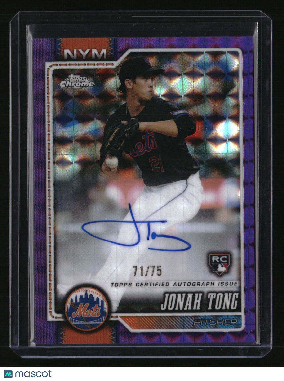 2026 Topps Chrome Jonah Tong Rookie Autographs Purple Geometric Refractor #/75