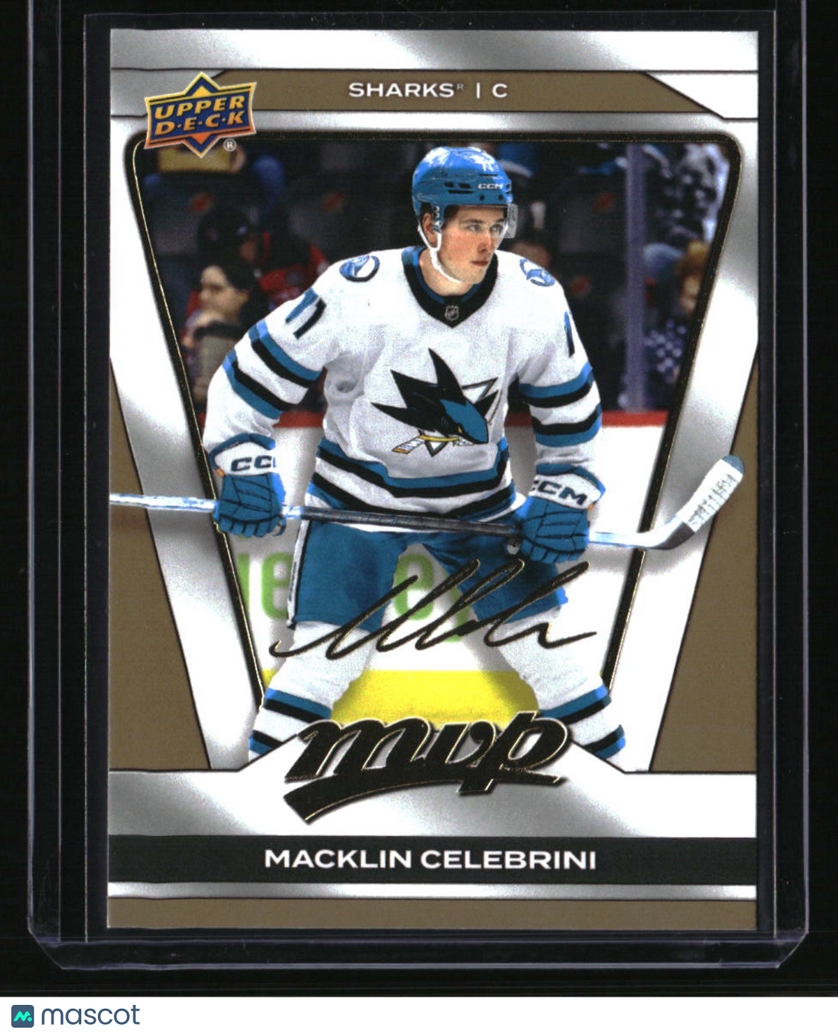 2025-26 Upper Deck MVP Macklin Celebrini Gold Script
