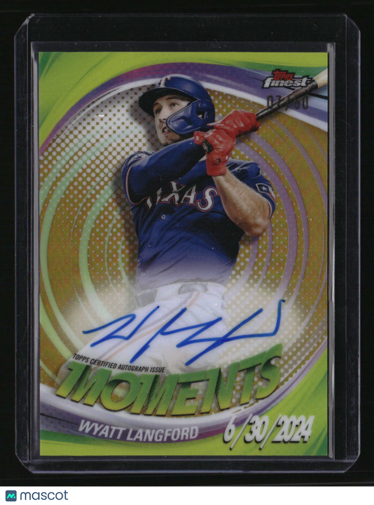 2025 Finest Wyatt Langford Finest Moments Autographs Gold Refractors #/50
