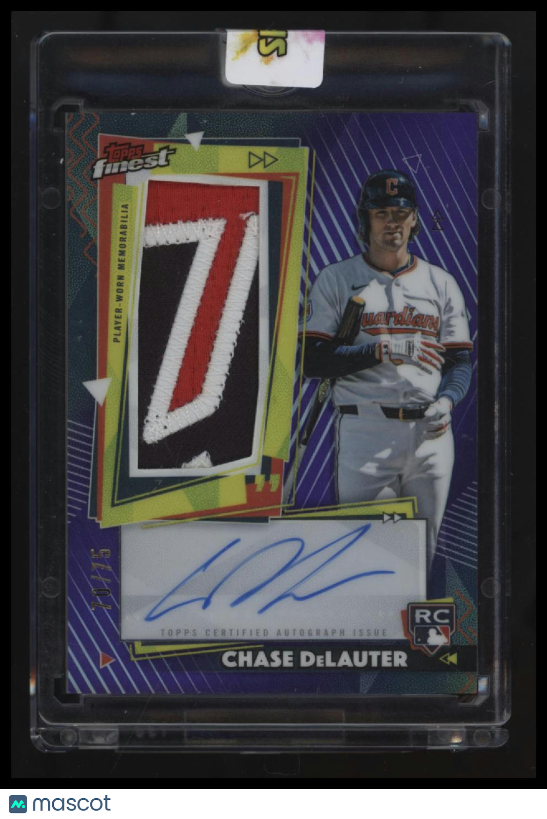 2026 Topps Finest Chase DeLauter Rookie Auto Relic Purple #/75