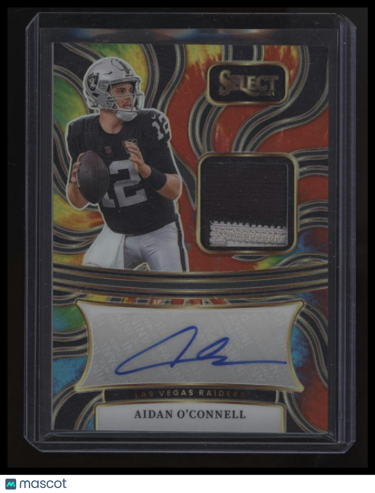 2024 Panini Select Aidan O'Connell Signature Memorabilia Tie-Dye Prizm #/25