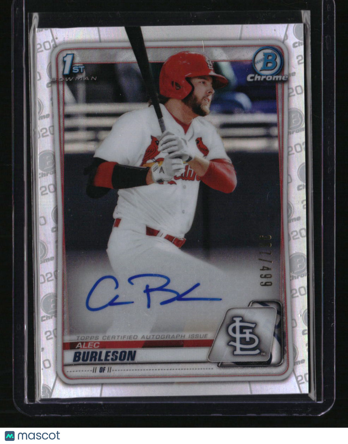 2020 Bowman Draft Alec Burleson Chrome Draft Pick Autographs Refractor #/499