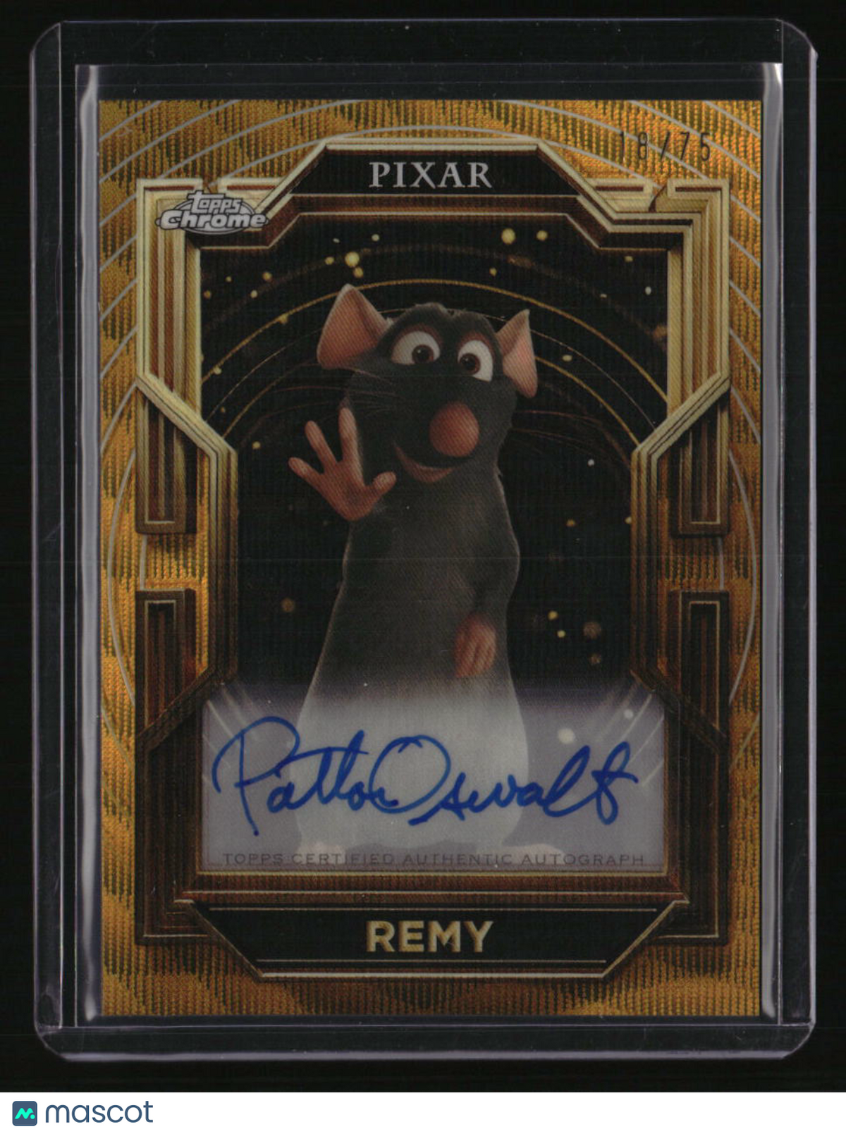 2025 Topps Pixar Gold Patton Oswalt Gilded Chrome Auto Gold Wave #/75