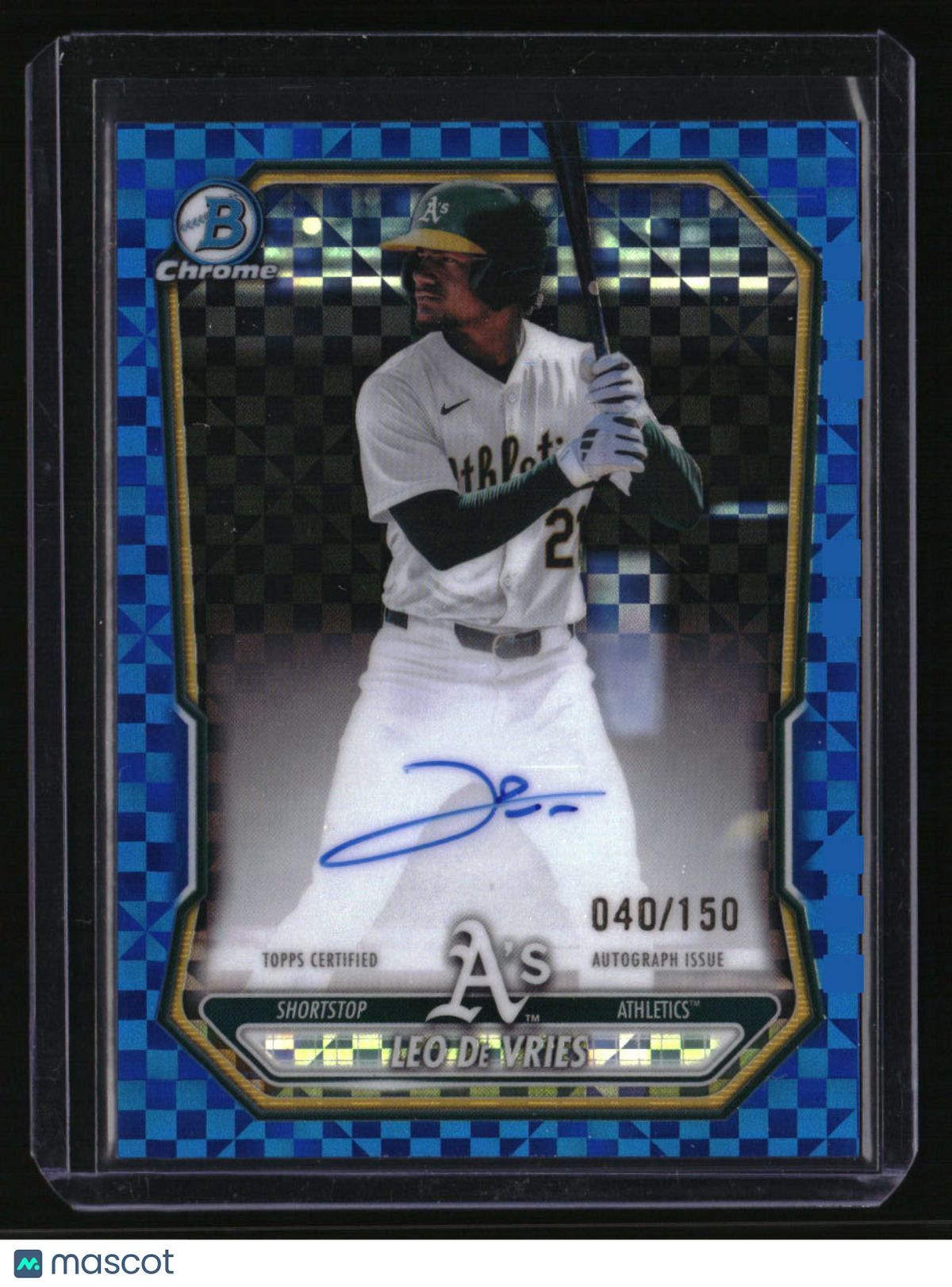 2026 Bowman Leo De Vries Chrome Prospect Autographs Blue X-Fractors #/150