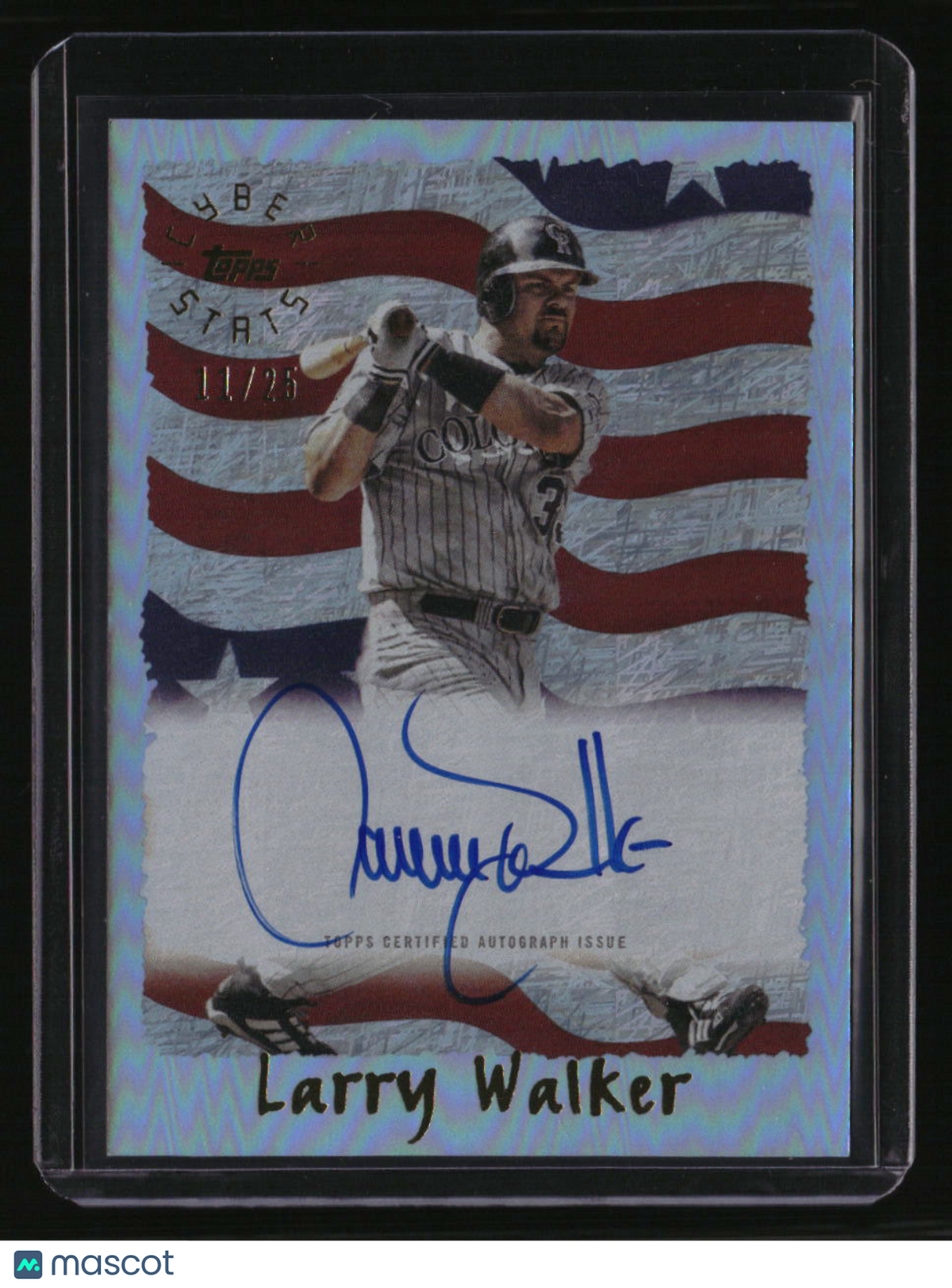 2025 Topps Archives Larry Walker Cyberstats Autographs Blue Foilboard #/25
