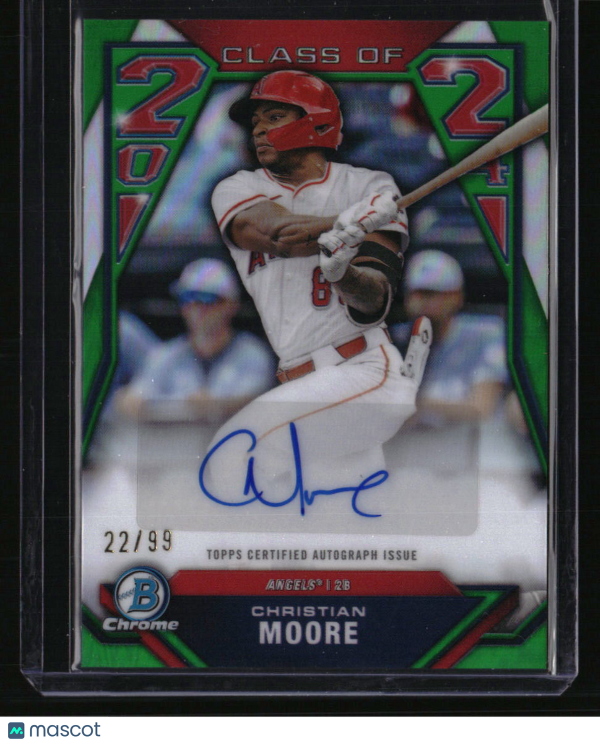 2024 Bowman Draft Christian Moore Class of 2024 Autographs Green Refractors #/99