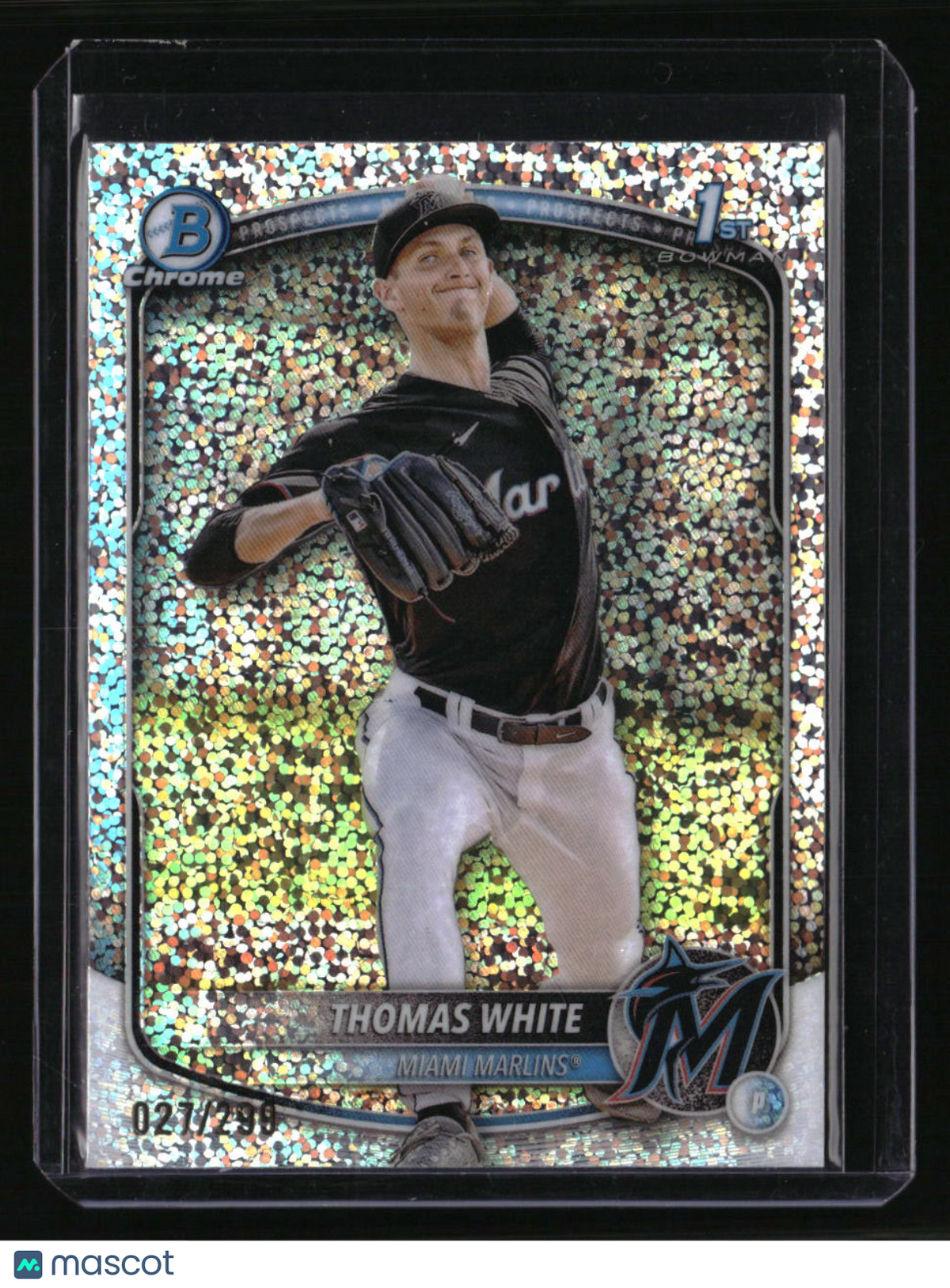 2025 Bowman Thomas White Chrome Prospects Speckle Refractor #/299