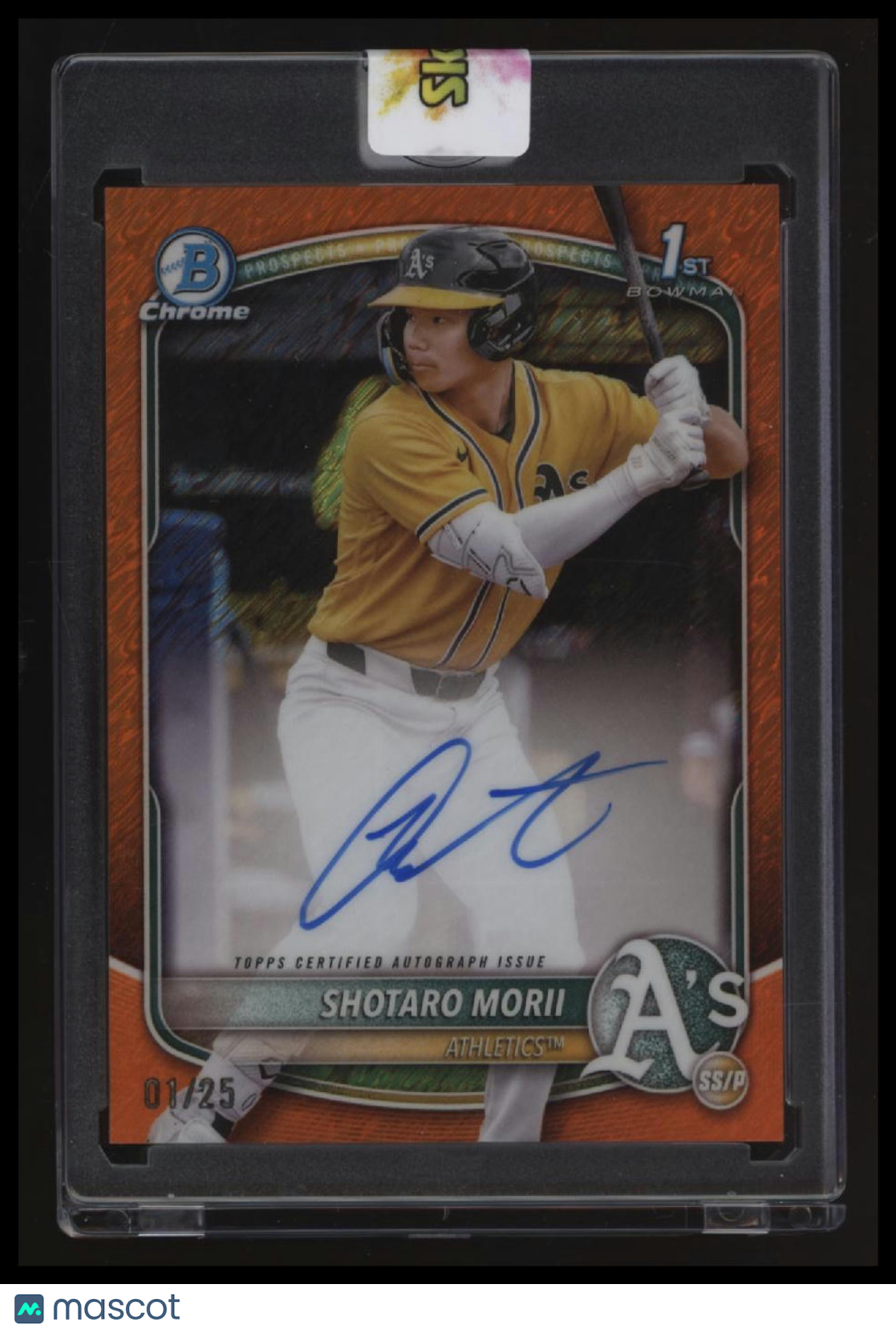 2025 Bowman Chrome 1st Shotaro Morii Auto Orange Shimmer First On Print 1/25