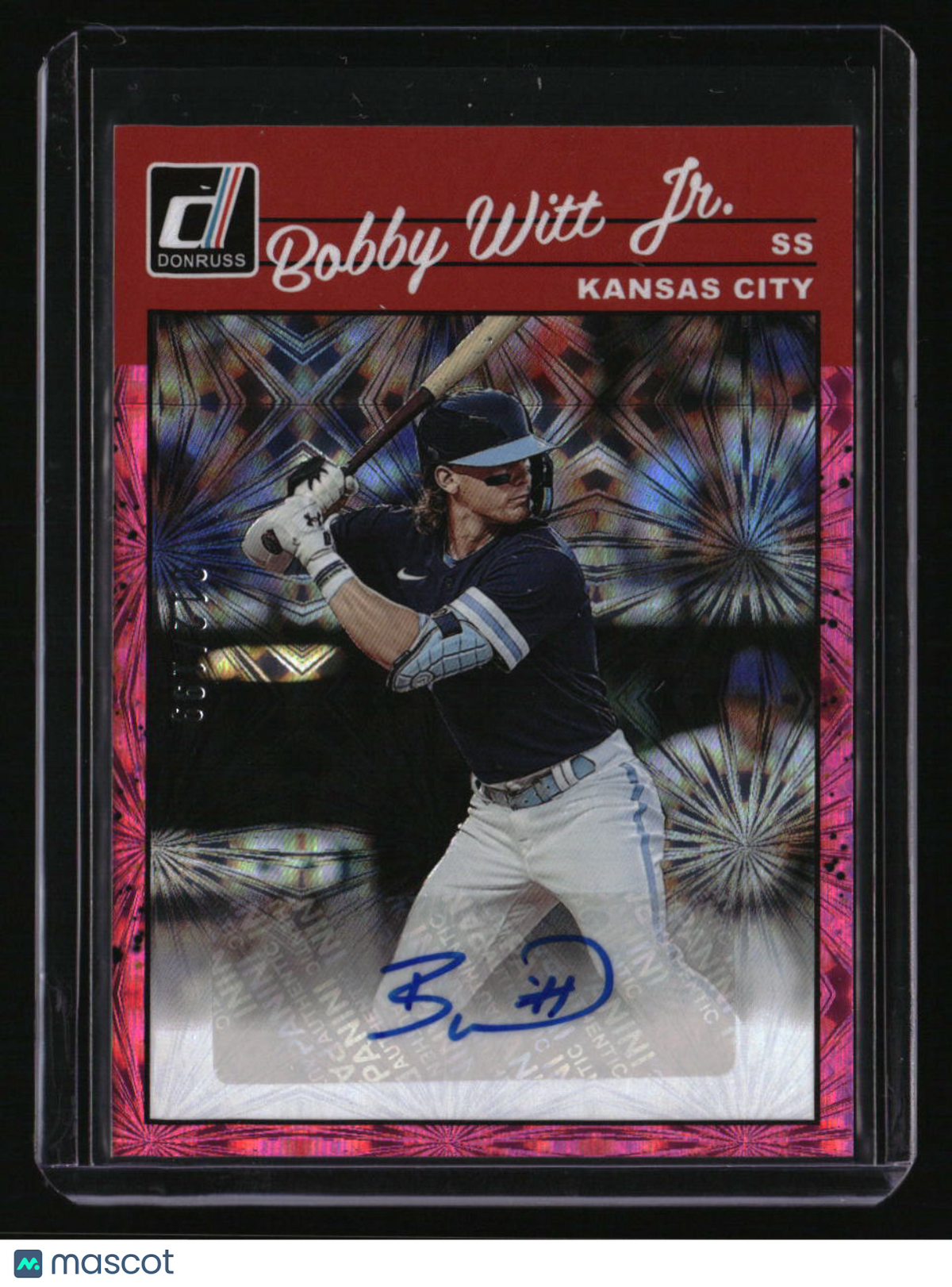 2023 Donruss Bobby Witt Jr. Retro 1990 Signatures Pink Fireworks