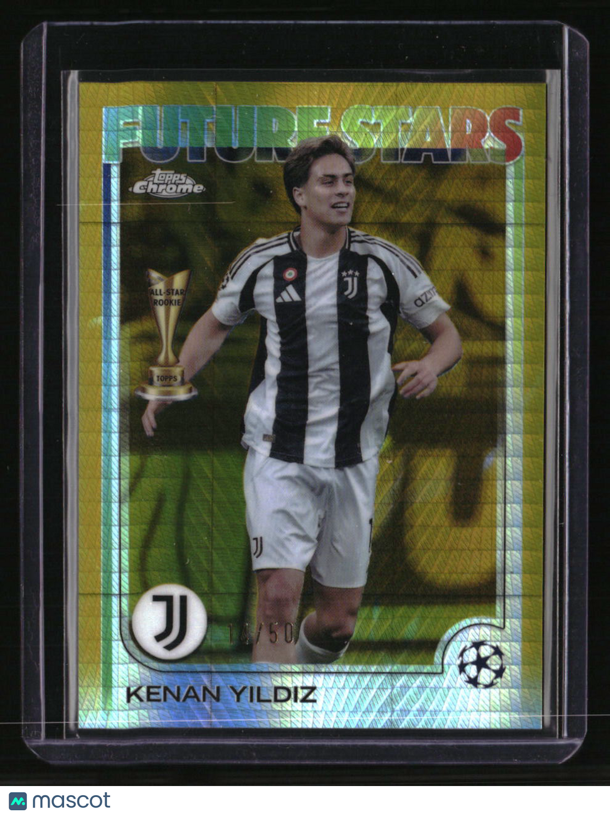 2024-25 Topps Chrome UEFA Club Competitions Kenan Yildiz Gold Prism #/50